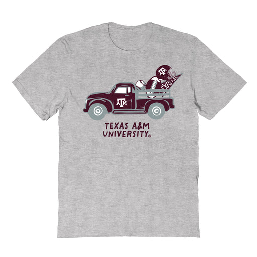 Texas A&M Aggies Hand Sketched Vive La Fete Impressions Truck Kids Grey Cotton T-shirt