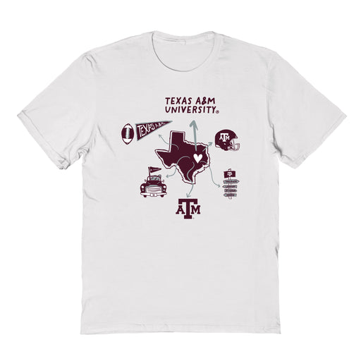 Texas A&M Aggies Hand Sketched Vive La Fete Impressions Icones Kids White T-shirt