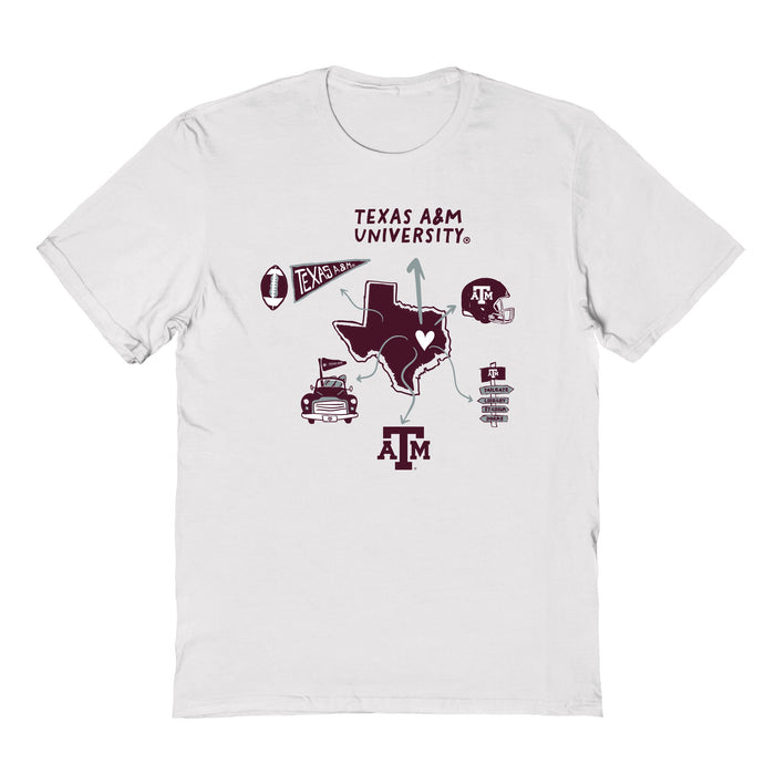 Texas A&M Aggies Hand Sketched Vive La Fete Impressions Icones Kids White T-shirt