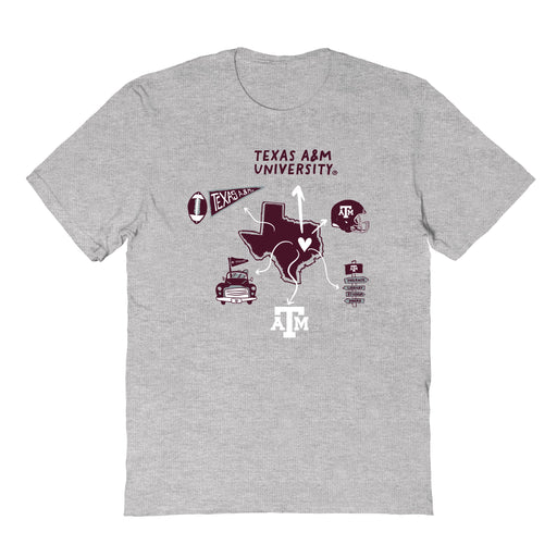 Texas A&M Aggies Hand Sketched Vive La Fete Impressions Icones Kids Grey T-shirt