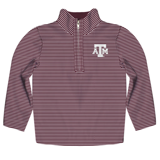 Texas A&M Aggies Embroidered Womens Maroon Stripes Quarter Zip Pullover