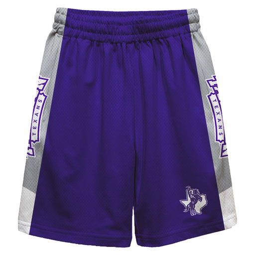 Tarleton State Texans Vive La Fete Game Day Purple Stripes Boys Solid Gray Athletic Mesh Short