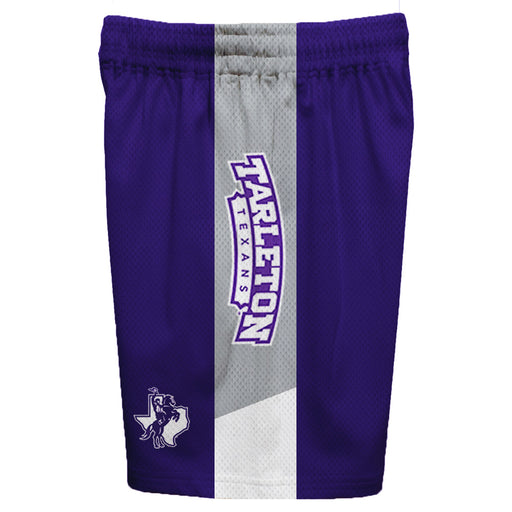 Tarleton State Texans Vive La Fete Game Day Purple Stripes Boys Solid Gray Athletic Mesh Short - Vive La Fête - Online Apparel Store