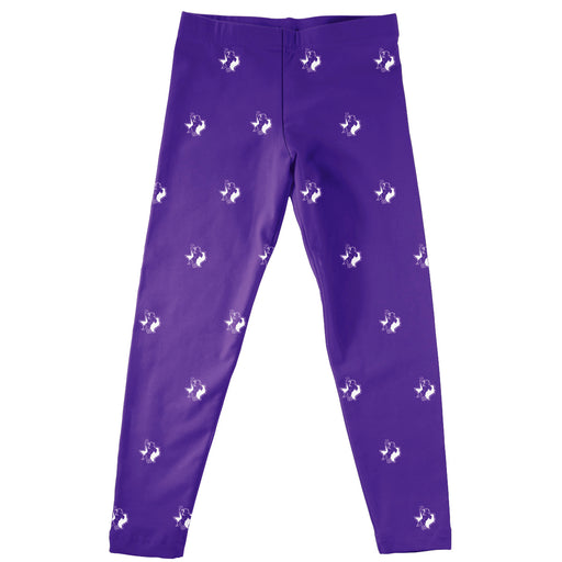 Tarleton State University Vive La Fete Girls Game Day All Over Logo Elastic Waist Classic Play Purple Leggings Tights