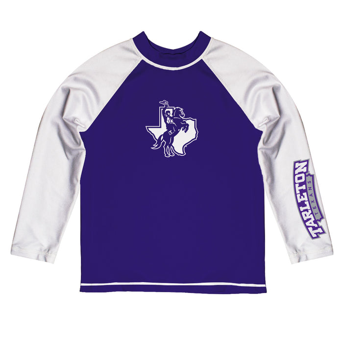 Tarleton State University Vive La Fete Logo Purple Long Sleeve Raglan Rashguard