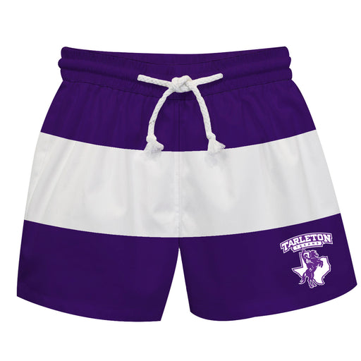 Tarleton State University Vive La Fete Purple Stripes Swimtrunks V1