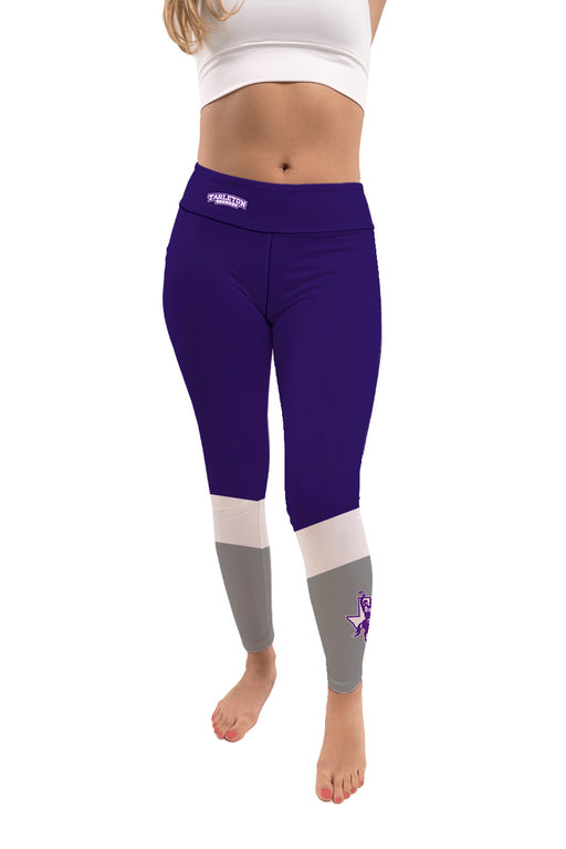 Tarleton State Texans Vive La Fete Game Day Collegiate Ankle Color Block Women Purple Gray Yoga Leggings