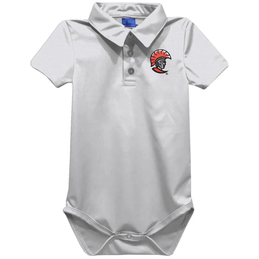 Tampa Spartans Embroidered White Solid Knit Boys Polo Bodysuit