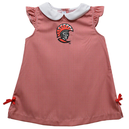 Tampa Spartans Embroidered Red Cardinal Gingham A Line Dress