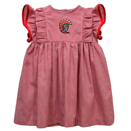 Tampa Spartans Embroidered Red Cardinal Gingham Ruffle Dress
