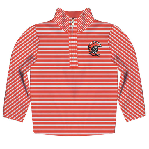 Tampa Spartans Embroidered Red Cardinal Stripes Quarter Zip Pullover