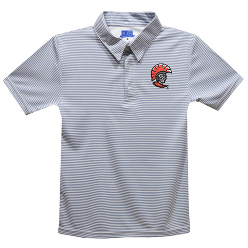 Tampa Spartans Embroidered Gray Stripes Short Sleeve Polo Box Shirt