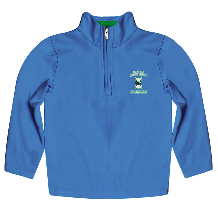 Texas A&M Corpus Christi Islanders TAMU-CC Vive La Fete Game Day Solid Blue Quarter Zip Pullover Sleeves