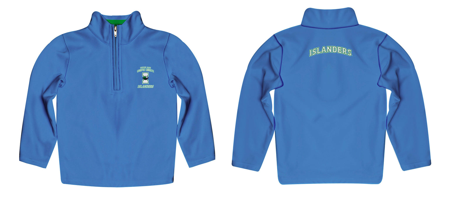 Texas A&M Corpus Christi Islanders TAMU-CC Vive La Fete Game Day Solid Blue Quarter Zip Pullover Sleeves - Vive La Fête - Online Apparel Store