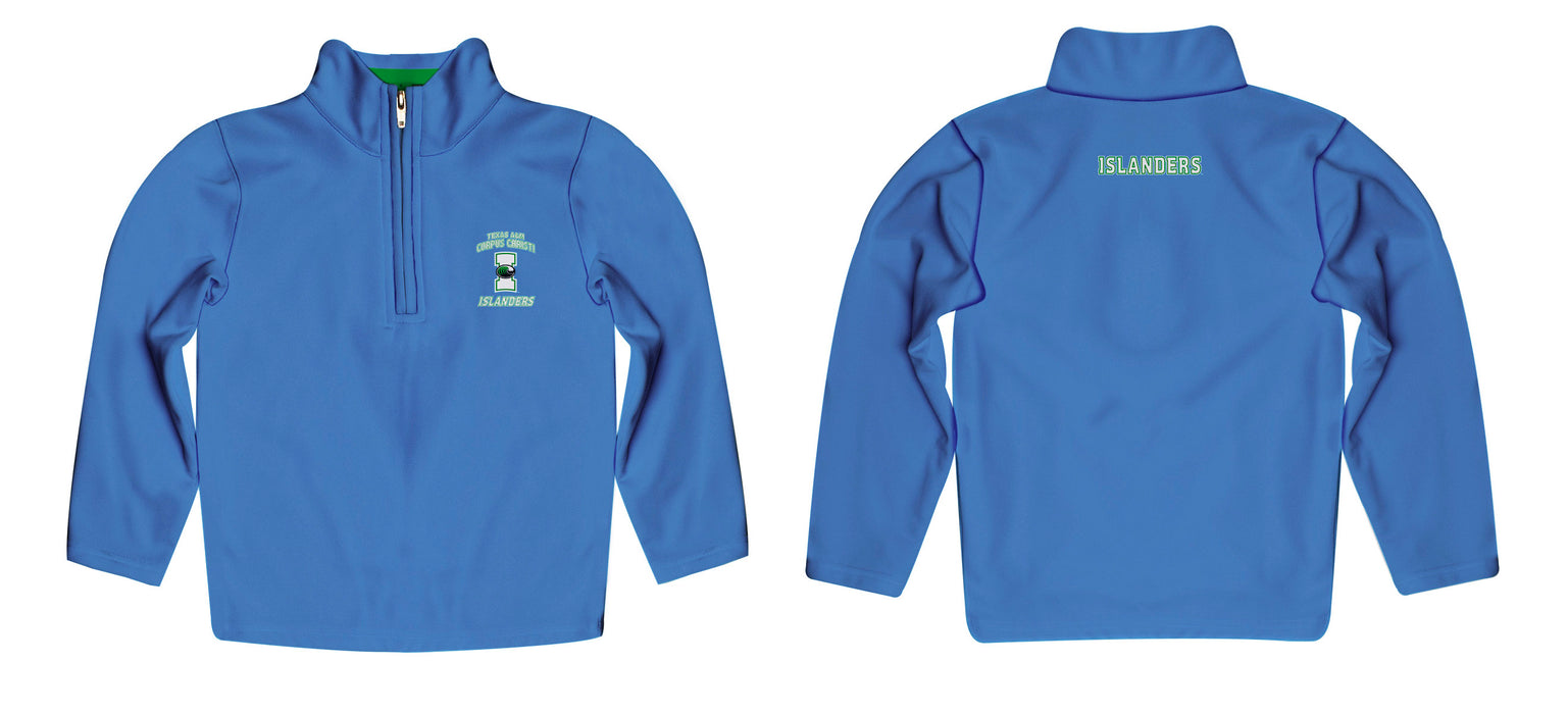 Texas A&M Islanders Vive La Fete Logo and Mascot Name Womens Blue Quarter Zip Pullover - Vive La Fête - Online Apparel Store