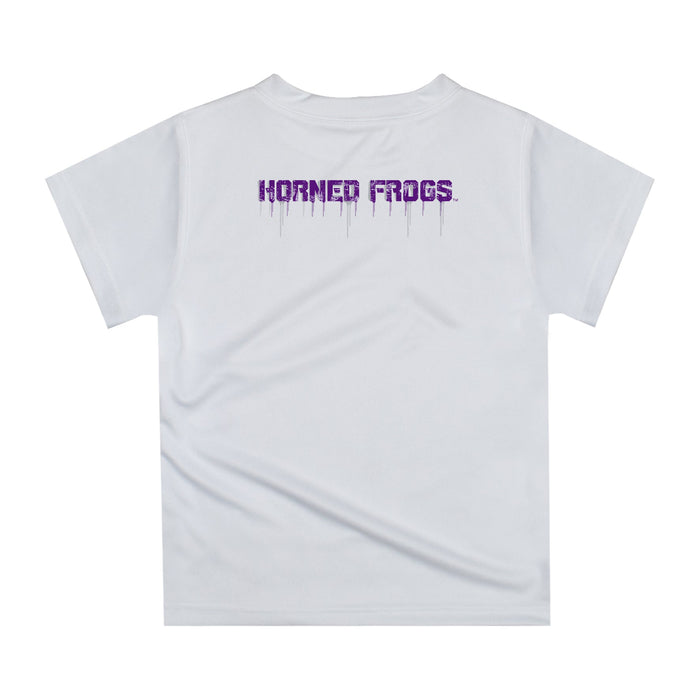 TCU Horned Frogs Original Dripping Football Helmet White T-Shirt by Vive La Fete - Vive La Fête - Online Apparel Store