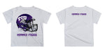 TCU Horned Frogs Original Dripping Football Helmet White T-Shirt by Vive La Fete - Vive La Fête - Online Apparel Store