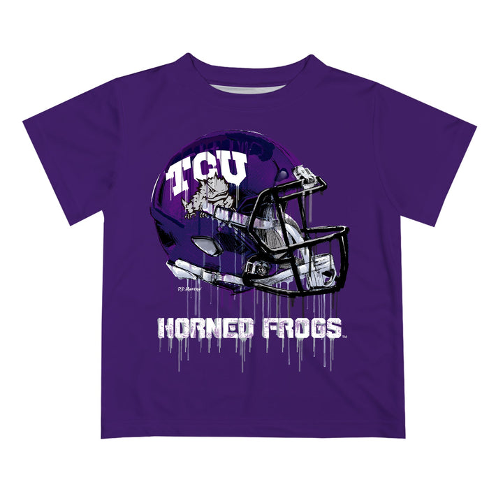 TCU Horned Frogs Original Dripping Football Helmet Purple T-Shirt by Vive La Fete - Vive La Fête - Online Apparel Store