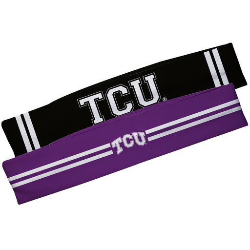 TCU Purple And Black Stripes Headband Set