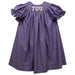 TCU Horned Frogs Smocked Purple Gingham Short Sleeve Bishop