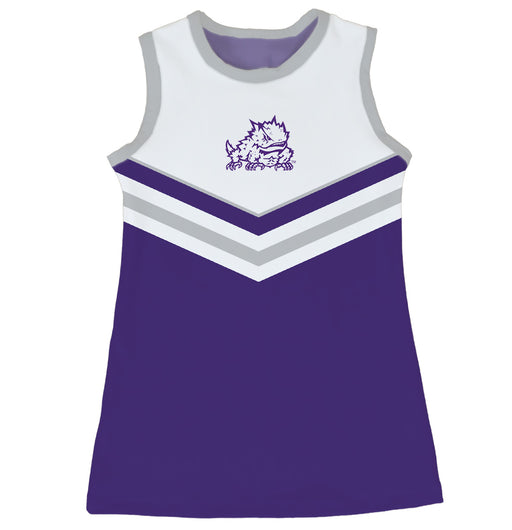 TCU Horned Frogs Sleeveless Cheerleader A Line Dress White and Purple