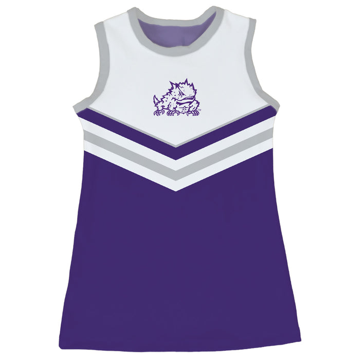 TCU Horned Frogs Sleeveless Cheerleader A Line Dress White and Purple