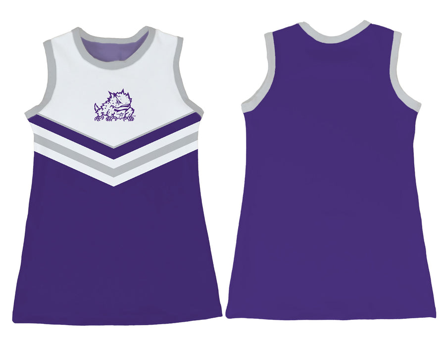 TCU Horned Frogs Sleeveless Cheerleader A Line Dress White and Purple