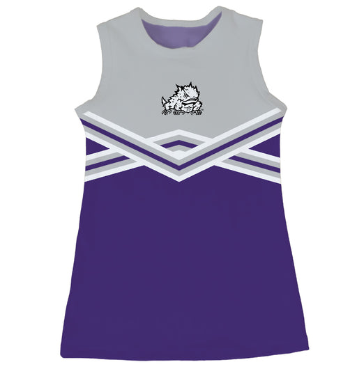 TCU Horned Frogs Sleeveless Cheerleader A Line Dress Gray and Purple