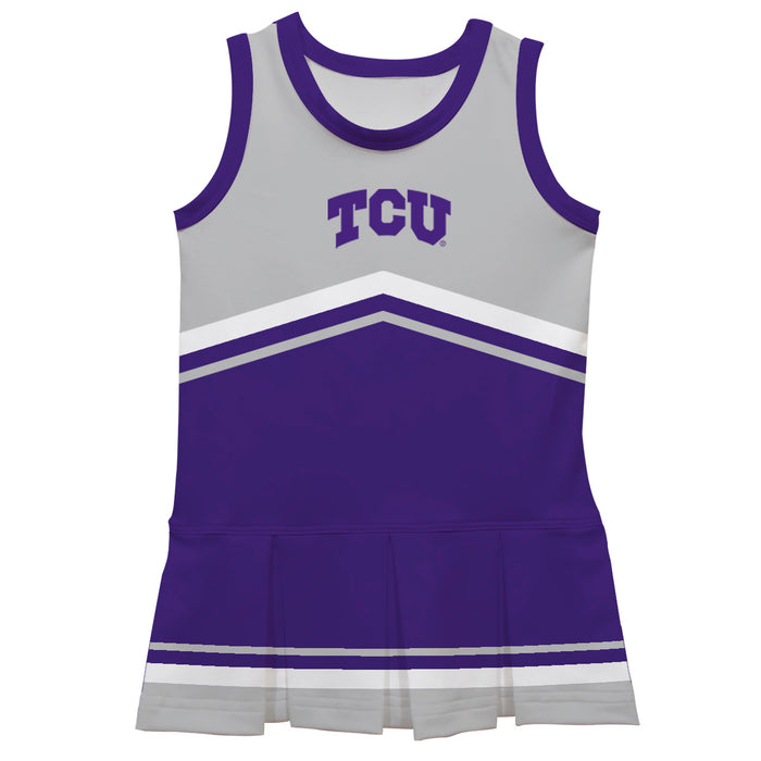 TCU Horned Frogs Vive La Fete Game Day Gray and Purple Sleeveless Chearleader Dress