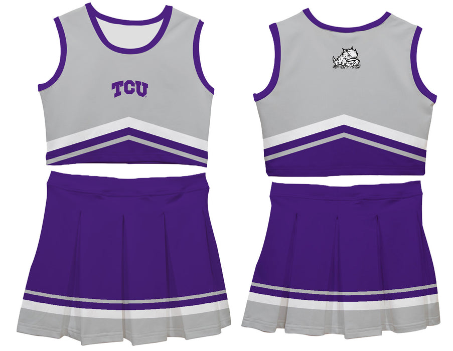 TCU Horned Frogs Vive La Fete Game Day Gray and Purple Sleeveless Chearleader Set - Vive La Fête - Online Apparel Store