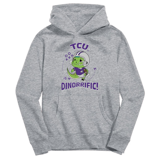 TCU Horned Frogs Dinorrific Heather Grey Cotton Youth Hoodie