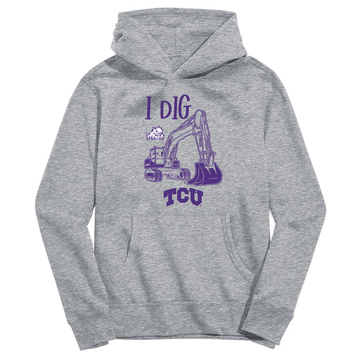 TCU Horned Frogs Excavator Heather Grey Cotton Youth Hoodie