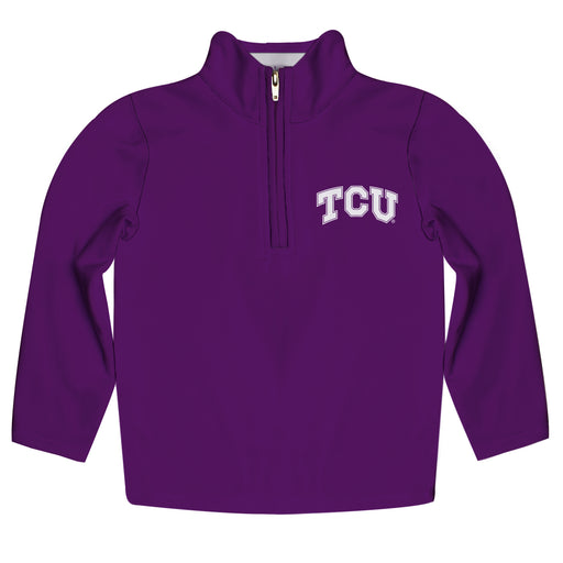 TCU Horned Frogs Vive La Fete Vive La Fete Game Day Purple Quarter Zip Pullover Solid on Sleeves
