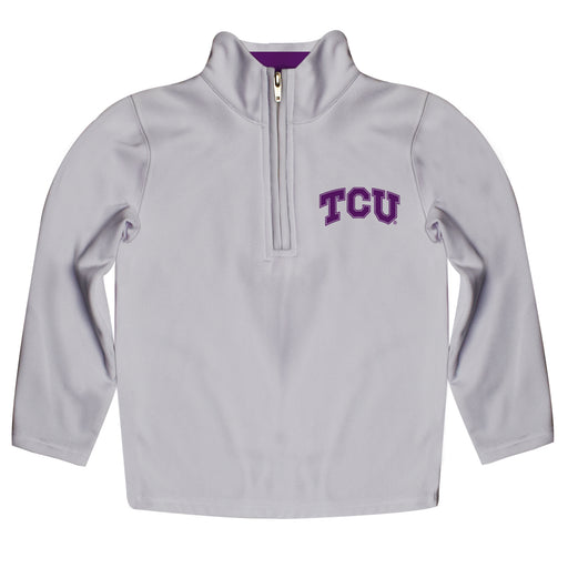 TCU Horned Frogs Vive La Fete Game Day Solid Gray Quarter Zip Pullover Sleeves