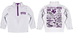 TCU Horned Frogs Hand Sketched Vive La Fete Impressions Artwork White Boys Quarter Zip Pullover V1 - Vive La Fête - Online Apparel Store