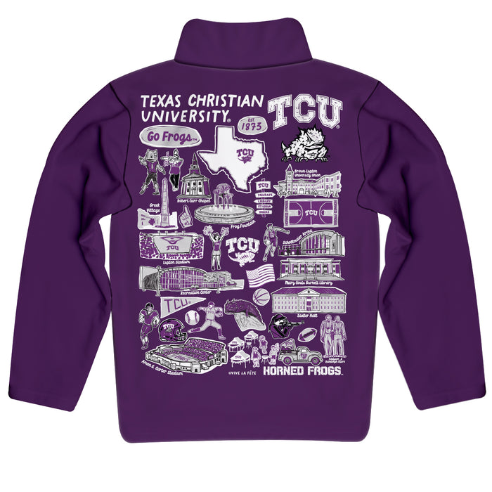TCU Horned Frogs Hand Sketched Vive La Fete Impressions Artwork Purple Boys Quarter Zip Pullover V1 - Vive La Fête - Online Apparel Store