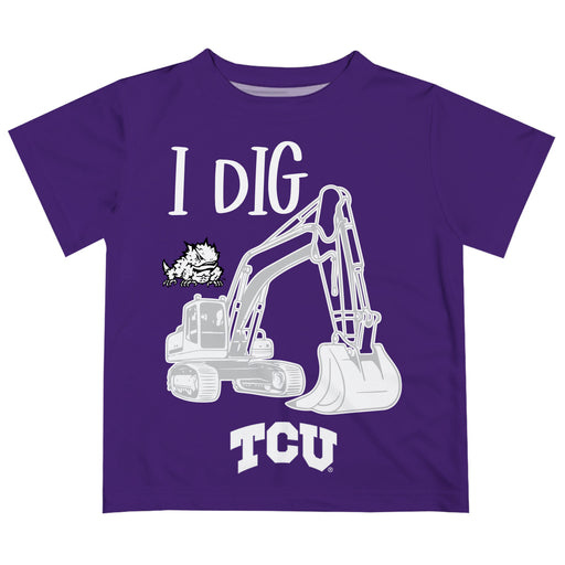 TCU Horned Frogs Vive La Fete Excavator Boys Game Day Purple Short Sleeve Tee