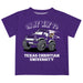 TCU Horned Frogs Vive La Fete Monster Truck Boys Game Day Purple Short Sleeve Tee
