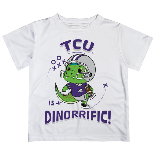 TCU Horned Frogs Vive La Fete Dinorrific Boys Game Day White Short Sleeve Tee