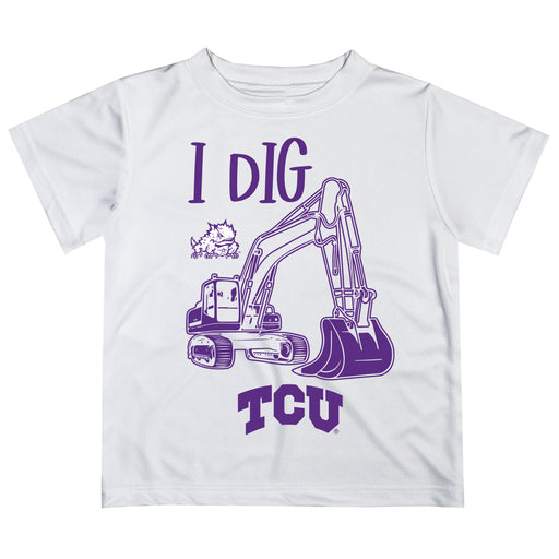 TCU Horned Frogs Vive La Fete Excavator Boys Game Day White Short Sleeve Tee
