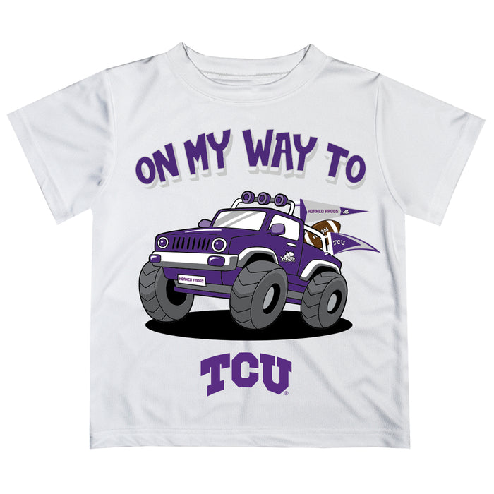 TCU Horned Frogs Vive La Fete Monster Truck Boys Game Day White Short Sleeve Tee