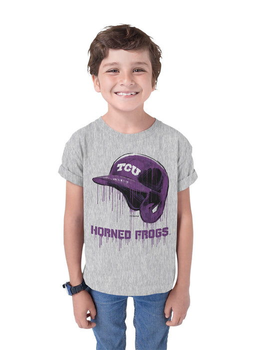TCU Horned Frogs Original Dripping Baseball Helmet Purple T-Shirt Cotton by Vive La Fete - Vive La Fête - Online Apparel Store