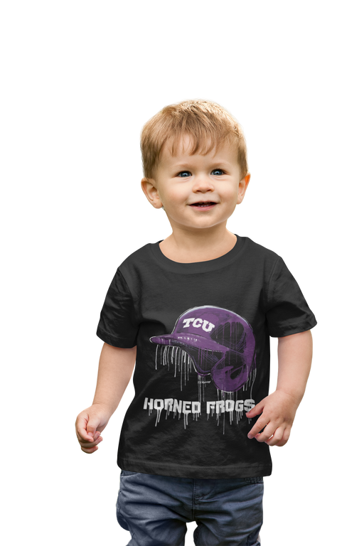 TCU Horned Frogs Original Dripping Baseball Helmet Black T-Shirt Cotton by Vive La Fete - Vive La Fête - Online Apparel Store