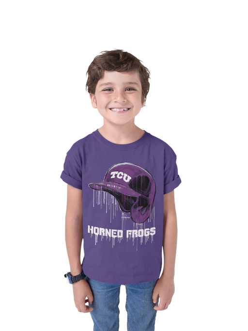 TCU Horned Frogs Original Dripping Baseball Helmet Purple T-Shirt Cotton by Vive La Fete - Vive La Fête - Online Apparel Store
