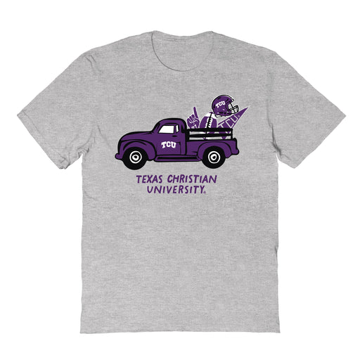 TCU Horned Frogs Hand Sketched Vive La Fete Impressions Truck Kids Grey Cotton T-shirt
