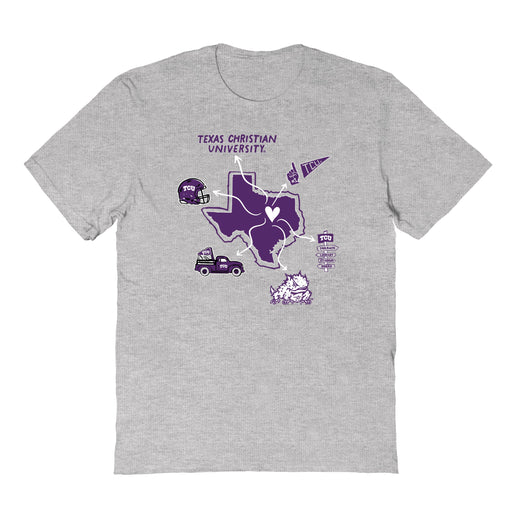 TCU Horned Frogs Hand Sketched Vive La Fete Impressions Icones Kids Grey T-shirt