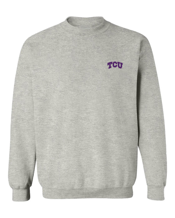 TCU Horned Frogs Hand Sketched Vive La Fete Impressions Artwork Gray Crew Neck Sweatshirt for Women