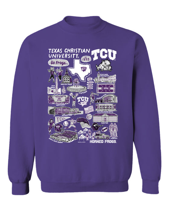 TCU Horned Frogs Vive La Fete Impressions Purple Cotton Crewneck Sweatshirt for Women