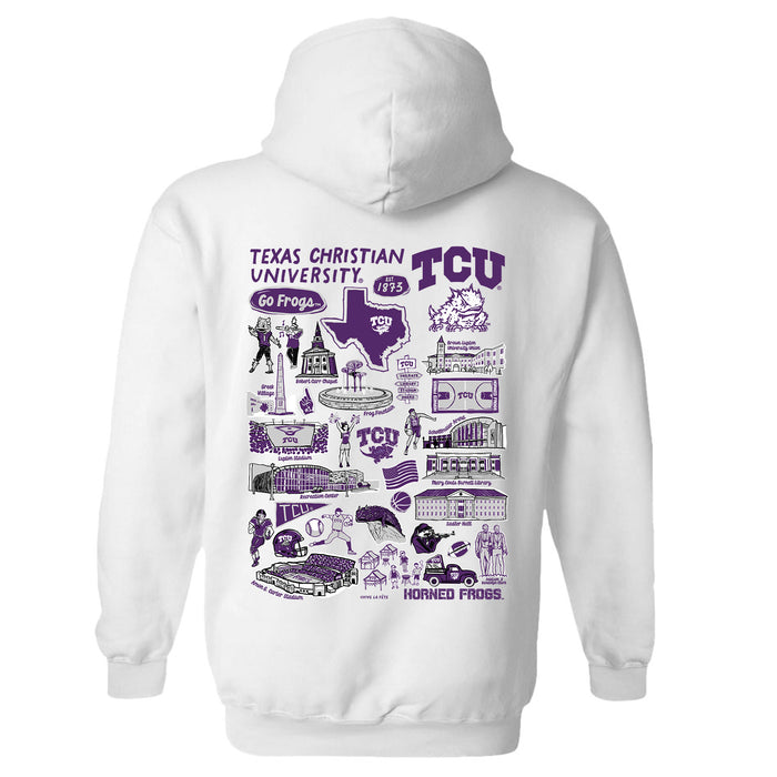 TCU Horned Frogs Hand Sketched Vive La Fete Impressions Artwork Purple Cotton Fleece Long Sleeve Hoodie - Vive La Fête - Online Apparel Store