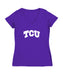 TCU Horned Frogs Women's V-neck Fitted Cotton T-Shirt Purple